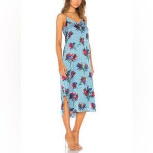 Equipment Femme Dian Silk Slip Dress in Brilliant Blue Multi - Size Medium